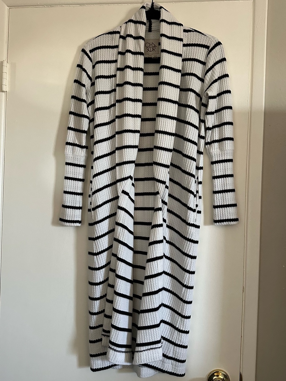 Chaser Women’s Duster Stripped Cardigan White and Black Size XS
